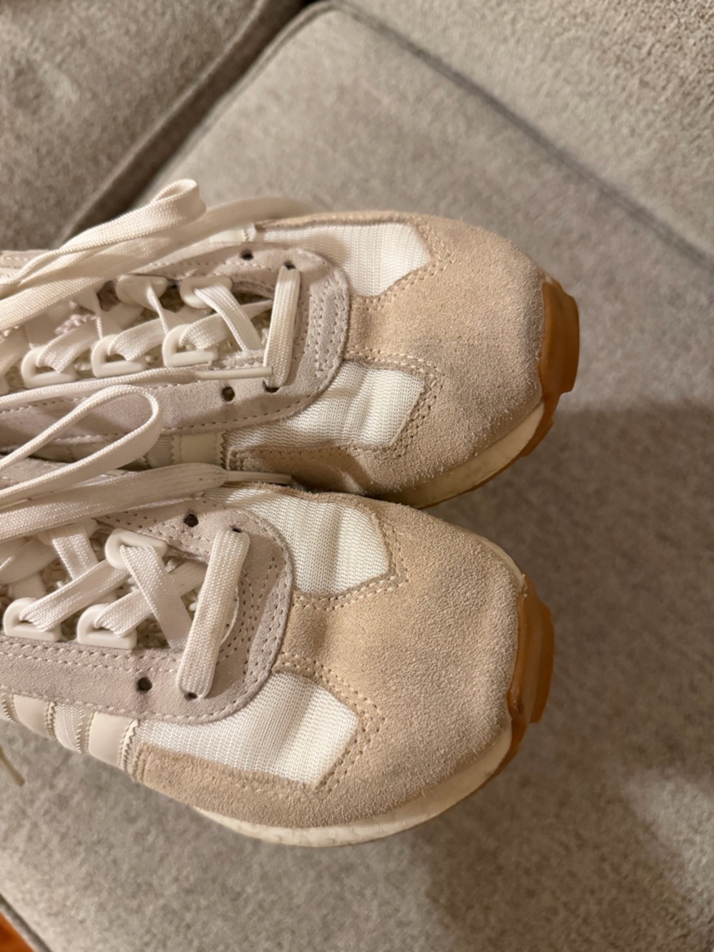 adidas Women’s Beige & White Retro Runner Sneakers - Picture 2 of 9